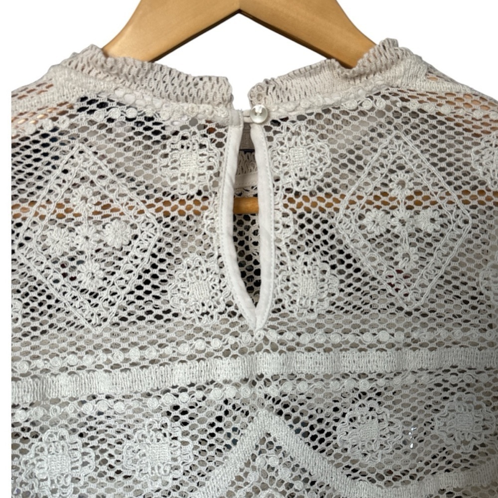 REBECCA TAYLOR Crochet Knit Long-Sleeve Top, Size 6 - Picture 7 of 10
